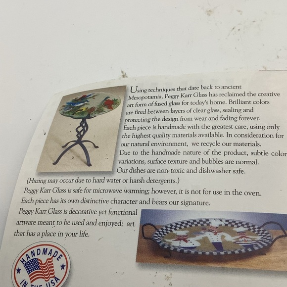 Peggy Karr Hand Fused Glass Bowl Featuring Blue Irises - Picture 11 of 13